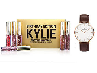 Набор матовых помад Kylie Birthday Edition+Часы в подарок