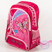 Школьный рюкзак для девочек с бабочкой - красный - 148