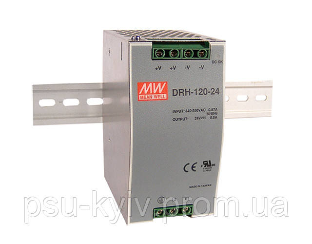 Блок живлення Mean Well DRH-120-24 На DIN-рейку 120 Вт, 24 В, 5 А (AC/DC Перетворювач)