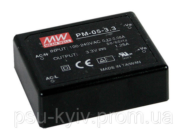 Блок живлення Mean Well PM-05-24 На плату 5.52 Вт, 24 В, 0.23 А (AC/DC Перетворювач)