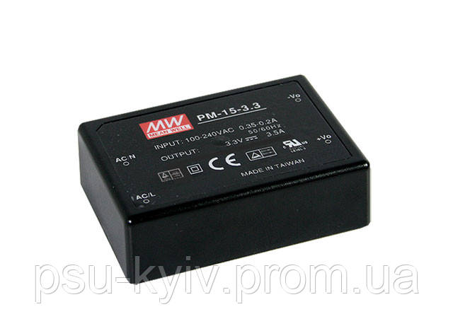 Блок живлення Mean Well PM-15-12 На плату 15 Вт, 12 В, 1.25 А (AC/DC Перетворювач)