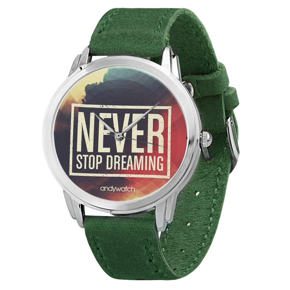 Наручний годинник AndyWatch Never stop dreaming green подарунок, фото 1