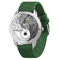 Наручные часы AndyWatch Совы инь-янь green подарок