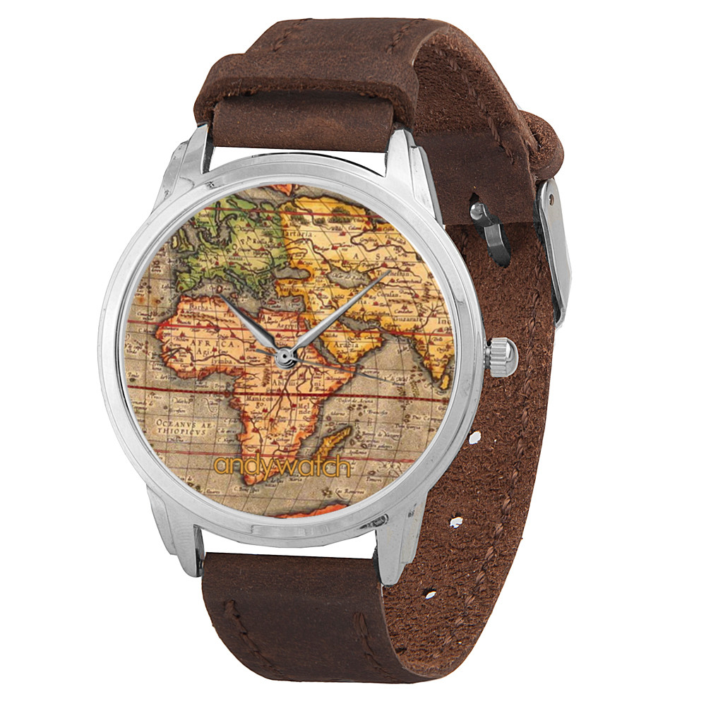 Наручний годинник AndyWatch Карта світу brown подарунок