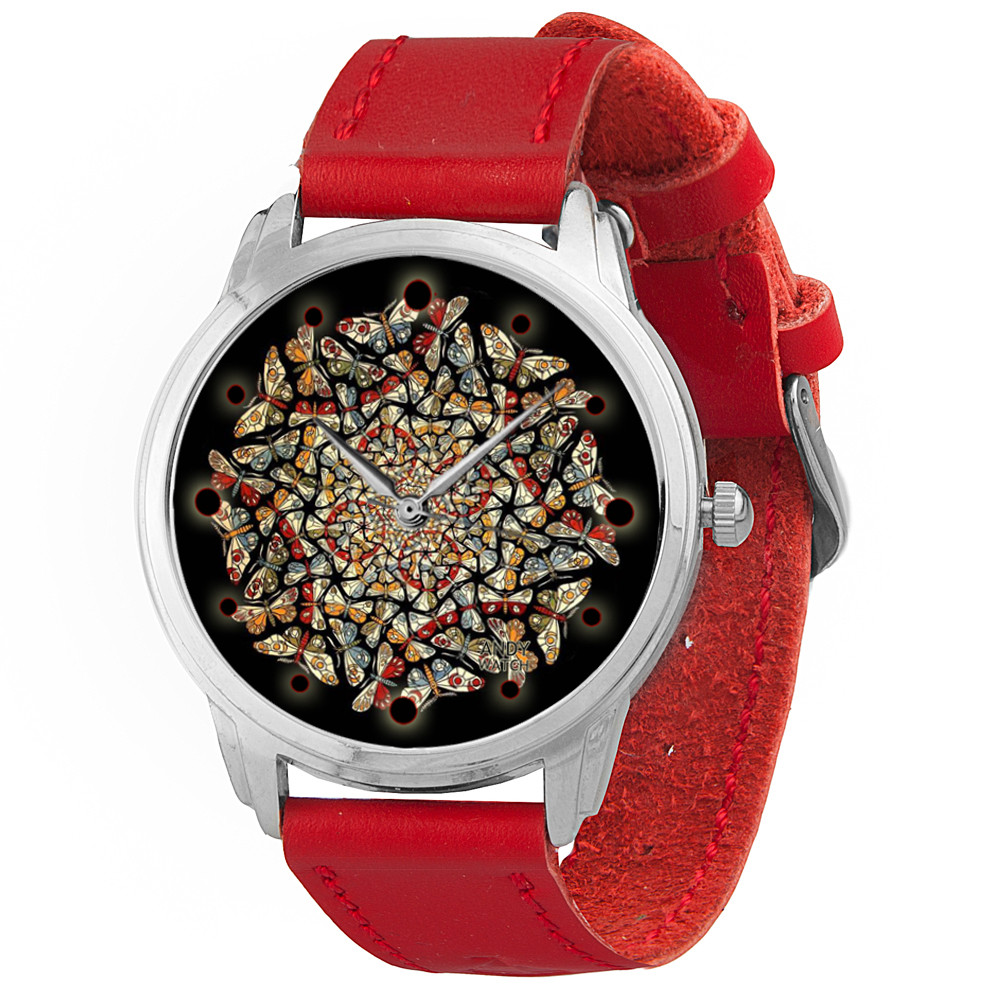 Наручные часы AndyWatch Абстракция из бабочек red подарок - фото 1 - id-p559333541
