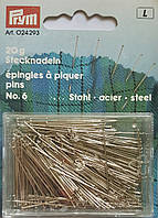 Булавки портновські швейні No 6 30х0,60 мм 20 г у пакованні PRYM Німеччина сталь кольору сріблястий