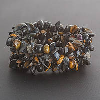 Браслет Соколине око "кам'яна крихта" на резинці купити біжутерію оптом в інтернеті