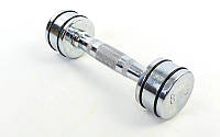 Гантель для фитнеса хромированная 5204-8: вес 8кг, металл хромированный с резиновыми кольцами
