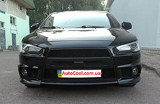 Накладка на бампер ніздрі Mitsubishi Lancer X 2007+ г.в.