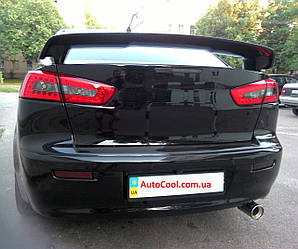 Задні тюнінг ліхтарі Mitsubishi Lancer X 2007+ р. в. світлодіодні, з тонованою вставкою