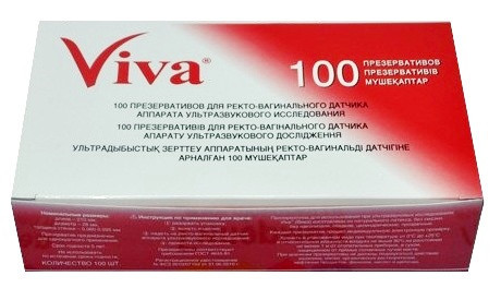 Презервативи для УЗД латексні без змазки «Viva» №100 / Насадка презерватив для ректовагінальних досліджень