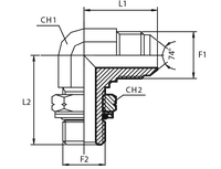 Адаптер 90* JIC 1.5/16"(Ш) - METR M27*2(ШсКГ)