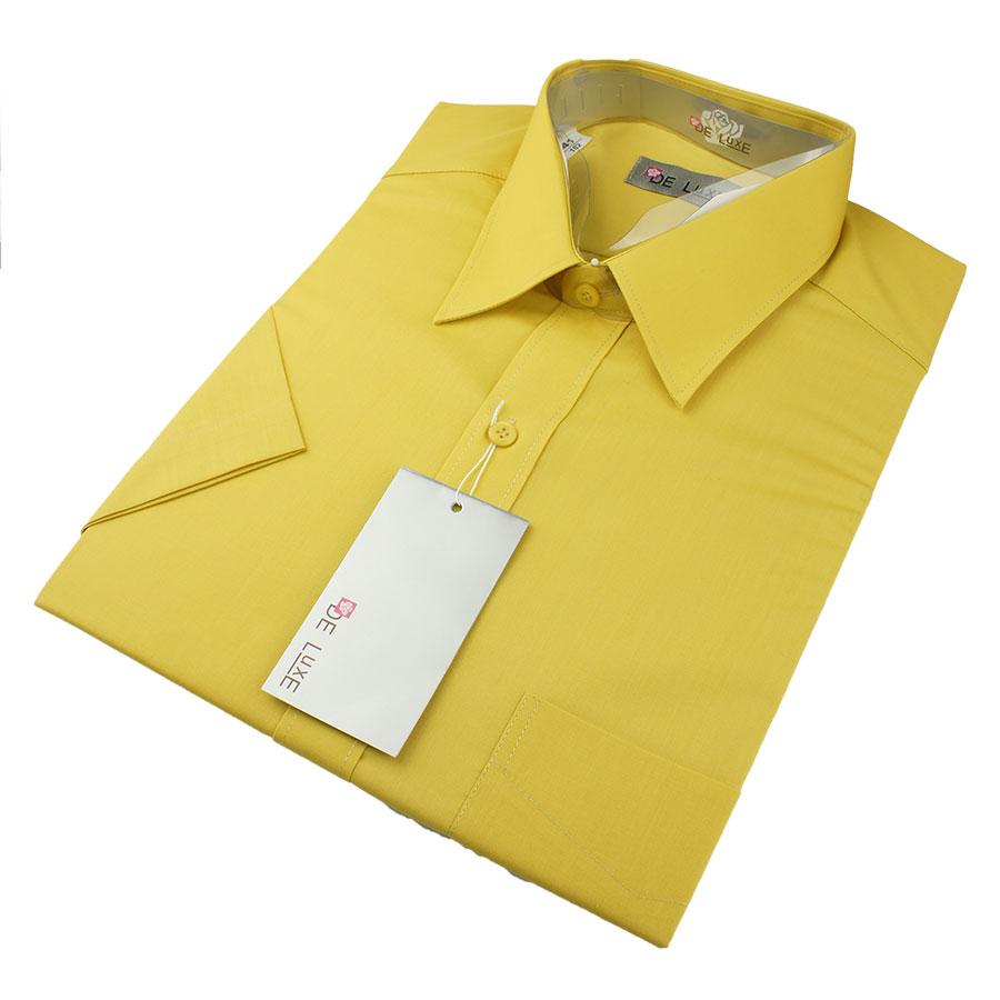 Чоловіча класична сорочка De Luxe 38-46 к/р 407К жовтого кольору