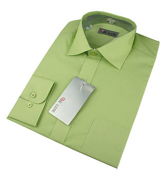 Чоловіча класична сорочка De Luxe 38-46 д/р 404D зеленого кольору