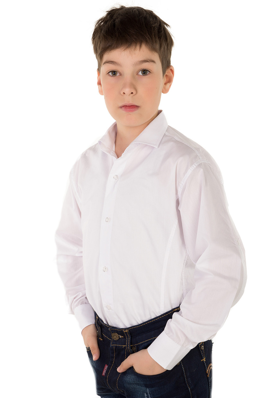 Сорочка біла для хлопчика з довгим рукавом, фото 1