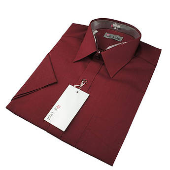 Чоловіча класична сорочка De Luxe 38-46 к/р 205K в бордовому кольорі