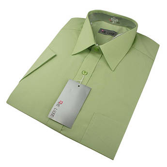 Чоловіча класична сорочка De Luxe 38-46 к/р 404K зеленого кольору