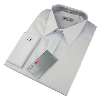Чоловіча класична сорочка De Luxe 101DZ під шпильку білого кольору