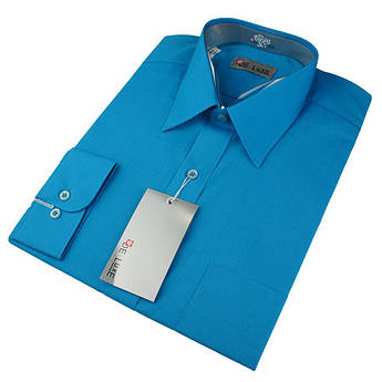 Чоловіча класична сорочка De Luxe 47-54 д/р 420D в кольорі морської хвилі