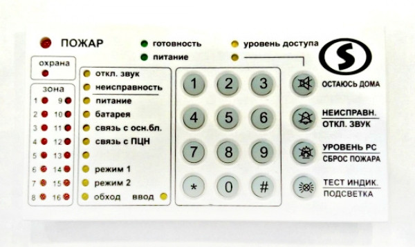 Світлодіодна клавіатура на 16 зон Лінд-9М2
