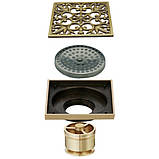 Трап для душу з механічним зворотним клапаном 10*10 Т-02 Бронза, фото 3