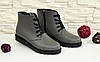Черевики жіночі сірі шкіряні на шнурівці, потовщена підошва, фото 5