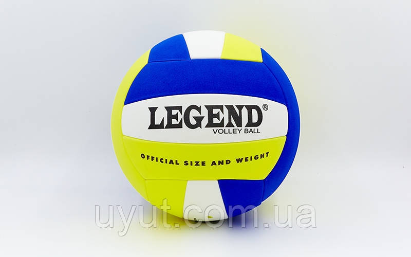 М'яч волейбольний Клейовий EVA LEGEND (EVA, No5, 3-шара, клейовий, синій-жовтий)