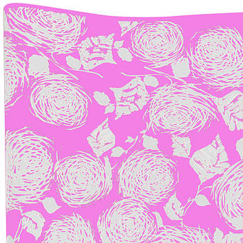 Подарунковий папір ретро "Квіти" (185) срібло на рожевому
