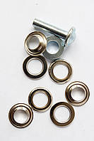 Люверси-блочки 14 мм із установним механізмом кольору срібло та чорний