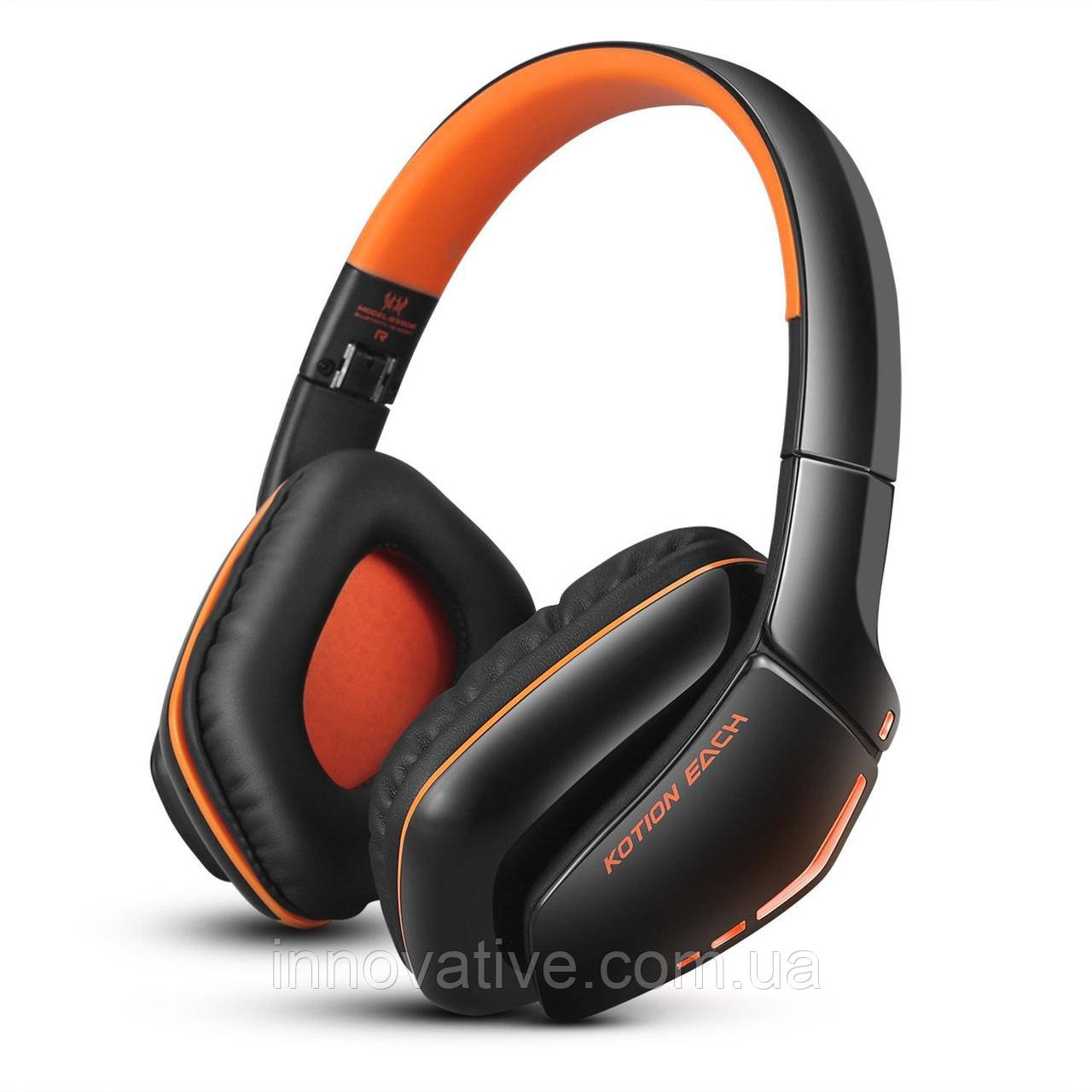 Бездротові Bluetooth-навушники Kotion EACH B3506 зі складаною конструкцією (Чорно-жовтогарячий)