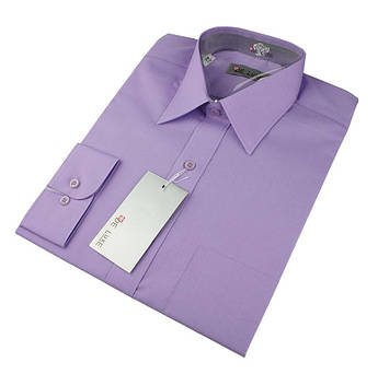 Чоловіча класична сорочка De Luxe 47-54 д/р 218D фиолетова великих розмірів