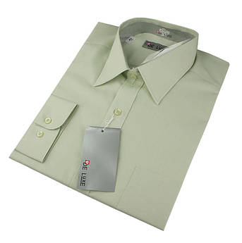 Чоловіча класична сорочка De Luxe 47-54 д/р 401D зеленого кольору великих розмірів