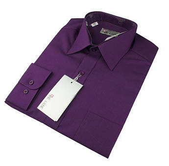 Чоловіча класична сорочка De Luxe 47-54 д/р 219D в фіалковому кольорі великих розмірів
