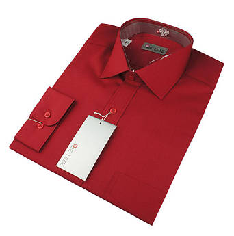 Чоловіча класична сорочка De Luxe 47-54 д/р 211D в вишневому кольорі великих розмірів