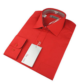 Чоловіча класична сорочка De Luxe 47-54 д/р 214D червоного кольору великих розмірів