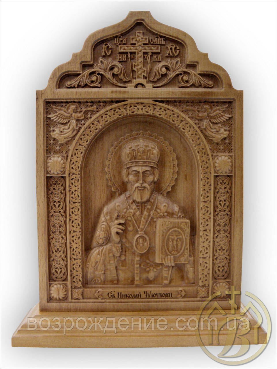 Різьблена ікона Св. Микола Чудотворець, фото 1