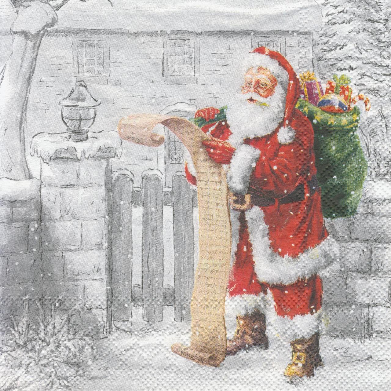 Декупажная салфетка Санта со списком подарков 6988 - фото 1 - id-p559846716