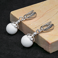 Перламутр білий, Ø10 мм., срібло, сережки, 228СРП