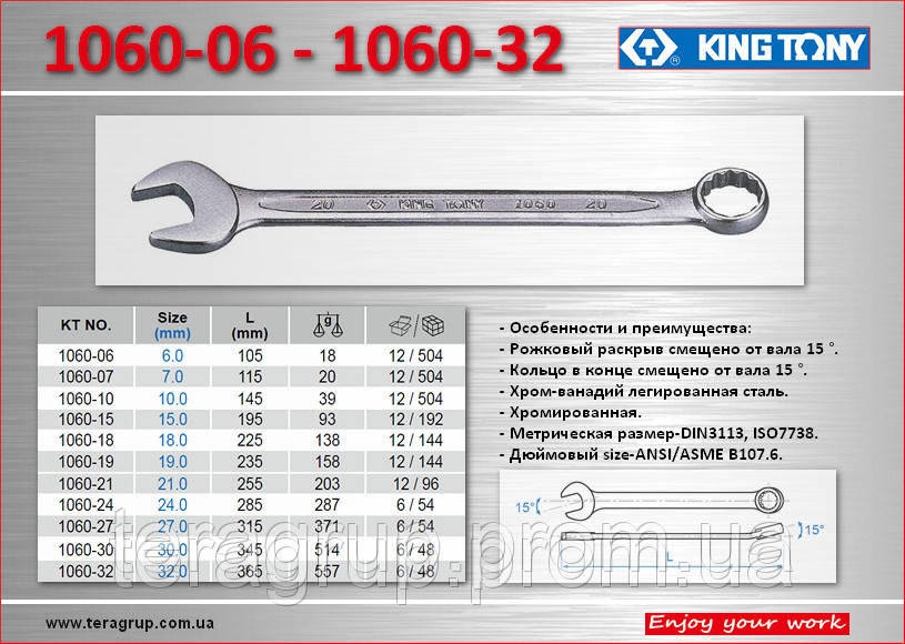 Ключ рожково-накидной 6мм., KING TONY 1060-06 - фото 1 - id-p38228859