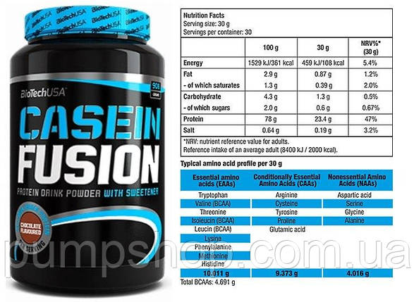 Протеїн казеїновий BioTech Casein Fusion 908 г, фото 3