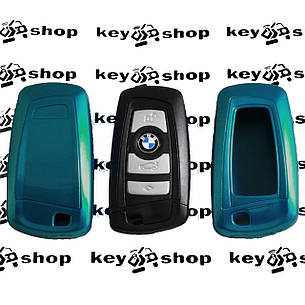 Чохол (блакитний, пластиковий) для смарт ключа BMW (БМВ), фото 2