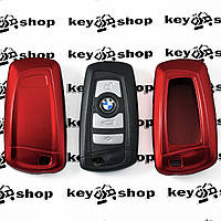 Чехол (красный, пластиковый) для смарт ключа BMW (БМВ)