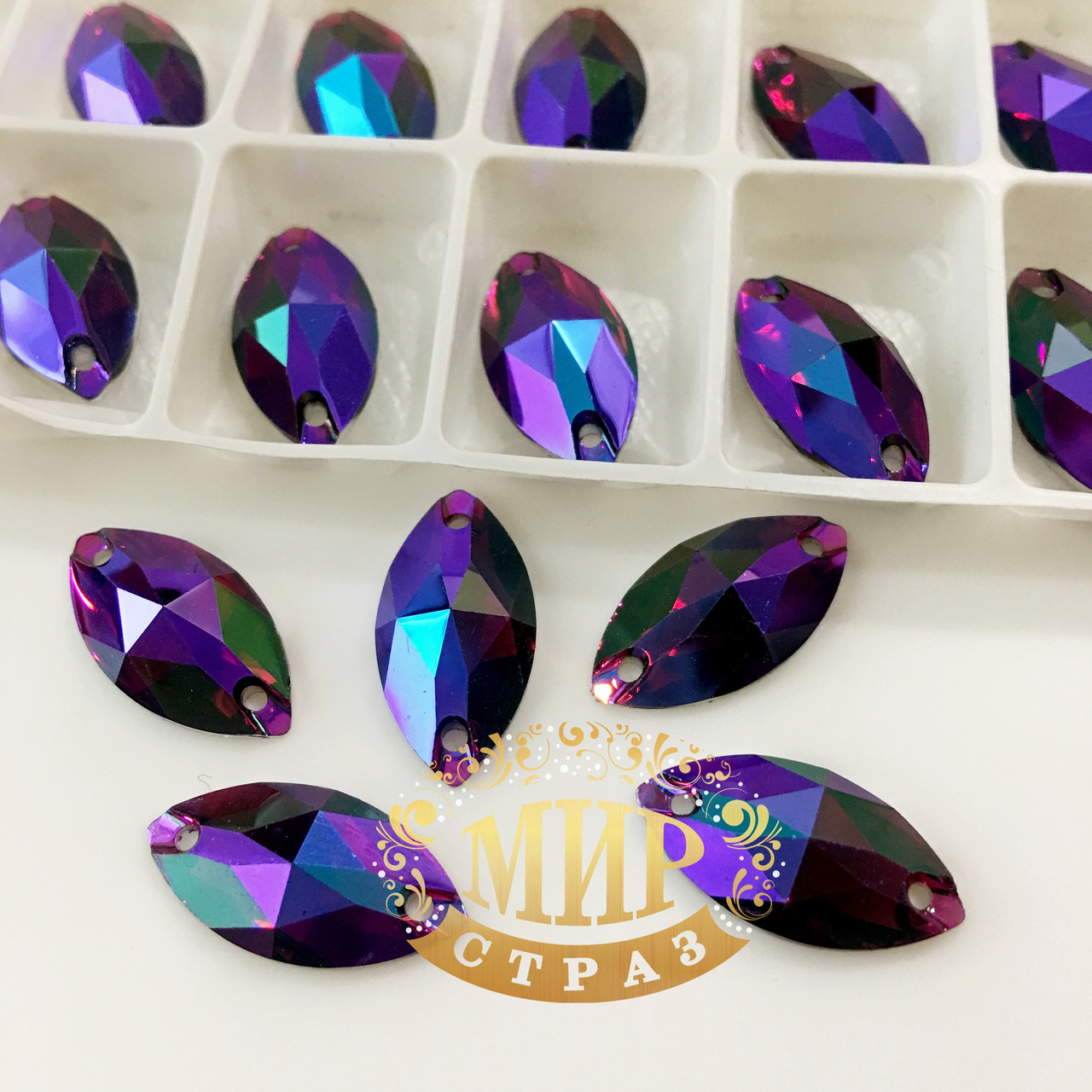 Пришивные лодочки 9x18(синтетич.стекло) Цвет Amethyst AB *1шт - фото 1 - id-p560046744