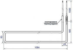 ТЕН відтайки випарника 1080 Вт 230 В, прямий, з гнучкими дротами, неіржавка сталь, Lr = 2500 мм