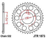 Зірка задня YAMAHA YZF-R6 600 (1999-2015) — JTR1873.48 / JTR187348, фото 2