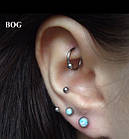 Лабрет, пірсинг з опалом, медсплав штанга 6 або 8 мм на вибір, фото 2