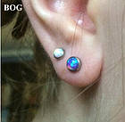 Лабрет, пірсинг з опалом, медсплав штанга 6 або 8 мм на вибір, фото 3