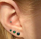 Лабрет, пірсинг з опалом, медсплав штанга 6 або 8 мм на вибір, фото 4