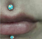 Лабрет, пірсинг з опалом, медсплав штанга 6 або 8 мм на вибір, фото 6