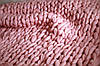 Плед ручної роботи, в'язаний із товстої пряжі, 100% вовна мериноса 21 мкрн. Колір Пудра, фото 2